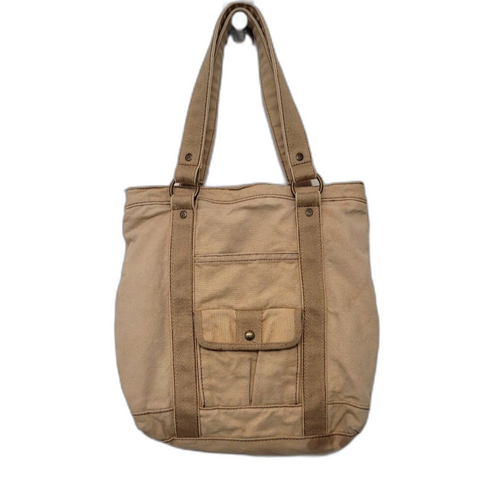 Y2K Aeropostale Tan Canvas Utility Gorpcore Cargo Tote Bag Shoulder Purse